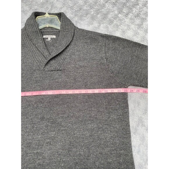 Johnston & Murphy Gray Merino Wool Shawl Neck Sweater Size L Classic Preppy - Picture 10 of 13
